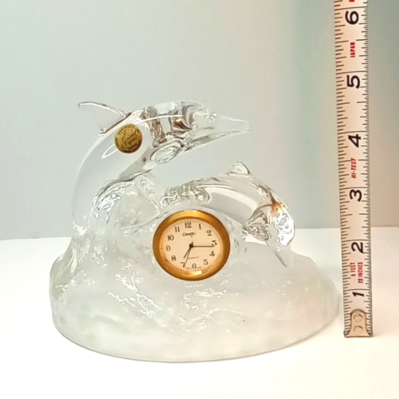Vintage Cristal d' Arques crystal dolphin clock. No flaws - Picture 9 of 10